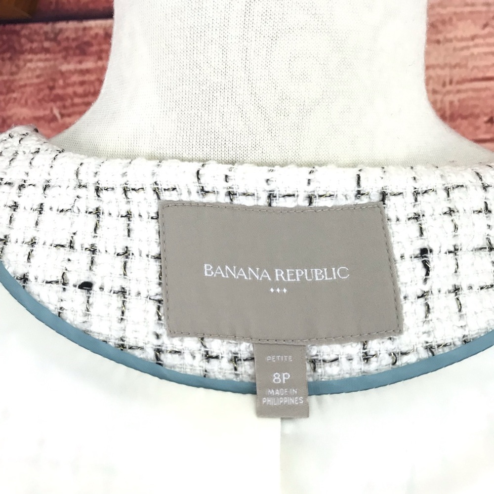 Banana Republic Boucle Tweed Moto Jacket 8P Ivory - Picture 5 of 8